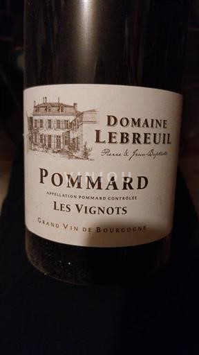 Bourgogne Pommard Domaine Lebreuil Les Vignots 2010