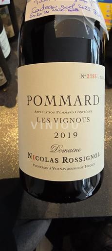 Borgogna Pommard Domaine Nicolas Rossignol Les Vignots 2019