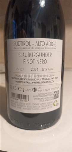 Trentino-Sydtyrol Kalterersjön Kellerei Kaltern Pinot nero 2024