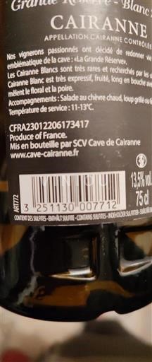 Thung lũng Rhône Cairanne SCV Cave de Cairanne Grande Réserve Blanc 2024