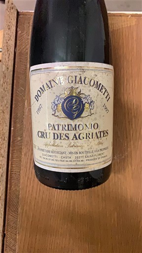 Corse Patrimonio Domaine Giacometti Cru des Agriates 1997