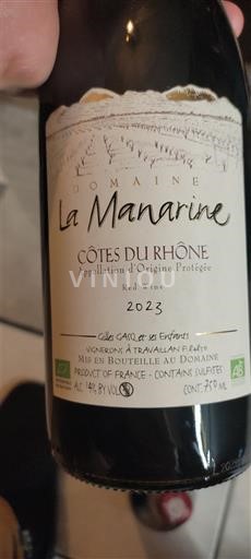Thung lũng Rhône Côtes-du-rhône Domaine La Manarine 2023