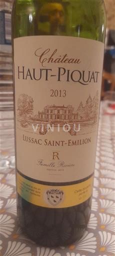 Bordeaux Lussac-saint-émilion Château Haut-Piquat R 2013