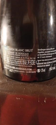 Bordeaux Crémant-de-bordeaux Ballarin Blanc Brut Non Millésimé