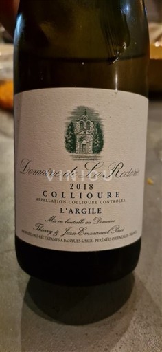 Roussillon Collioure Domaine La Rectorie L'Argile 2018