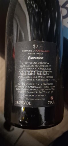 Langvedok Ni doloceno Domaine Cantaluze Syrahcuse Neleten.
