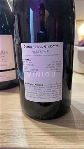 Lionese Coteaux del Lionese Domaine S Grabottes ADIEU JE T'AI BU 2020