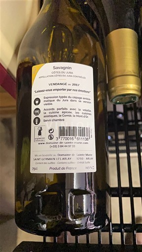 Jura Côtes du Jura Domaine Sainte Marie Savagnin 2017