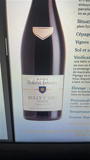 Burgundi Rully Premier Cru Domaine Reuil-Janthial Cloux 2022