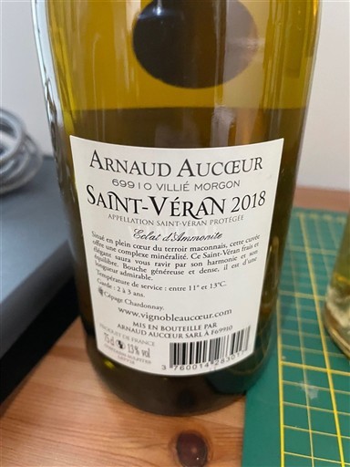 Bourgogne Saint-Véran Arnaud Aucoeur Éclat d'Harmonie 2018