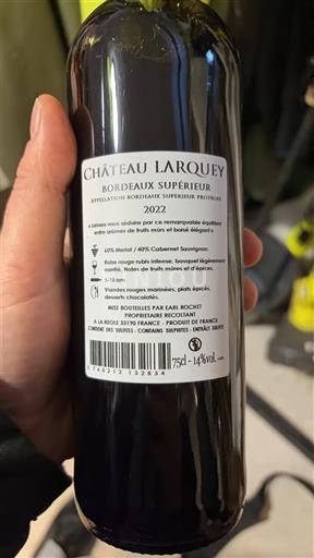 Bordeaux Bordeaux Supérieur Château Larquey 2022
