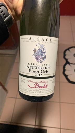 Alsácia Château Pierre et Frédéric Becht Lieu-dit Stierkopf 2012