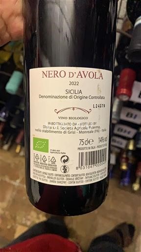 Sicilia Sicily Disisa Nero d'Avola 2022