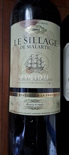 Bordeaux Pessac-Léognan Château Malartic-Lagravière Le Sillage de Malartic 2004