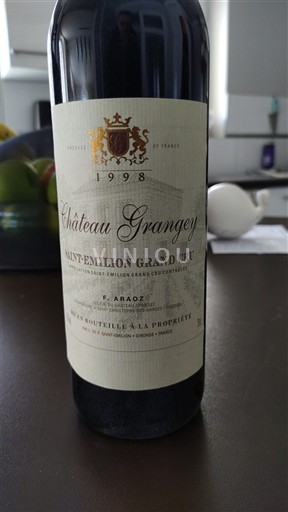 Vine Rouge sec Château Grangey 1998 Frankrig Bordeaux Saint-Émilion Grand Cru AOC Grand Cru