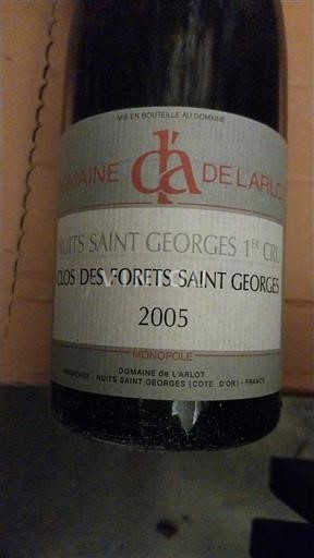 Vinhos Rouge sec Clos des Forêts Saint Georges Domaine L'Arlot 2005 França Borgonha Não especificado AOC Premier Cru