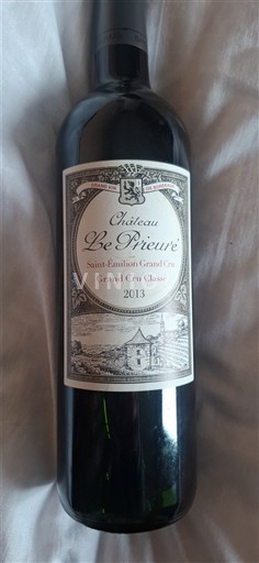 Vin Rouge sec Château Le Prieuré 2013 France Bordeaux Saint-Émilion Grand Cru AOC Grand Cru Classé