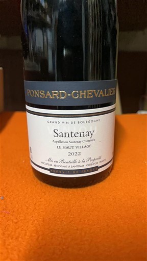 Bourgogne Santenay Ponsard-Chevalier Le Haut Village 2022