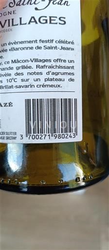 Bourgogne Mâcon và Mâcon-villages Baronne de Saint-Jean 2022