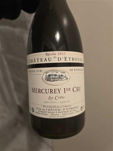 Bourgogne Không được chỉ định Premier Cru Château Etroyes Les Crêts 2015