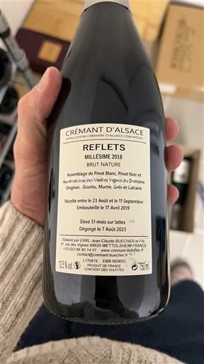 Alsace Crémant d'Alsace Jean-Claude Buecher Reflets 2018
