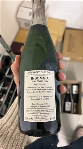 Alsace Crémant d'Alsace Jean-Claude Buecher Insomnia 2014