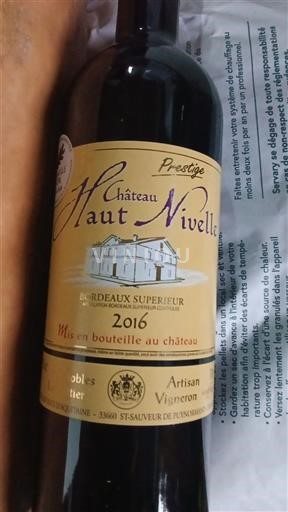 Bordeaux Bordeaux Supérieur Château Haut Nivelle Prestige 2016