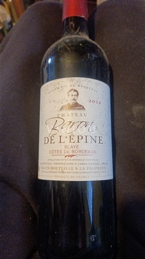 Bordeaux Blaye-côtes-de-bordeaux Château Baron de l'Épine 2012