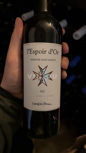 Viner Rouge sec l'Espoir d'Or Domaine Saint-Martin 2021 Frankrike Bordeaux AOC