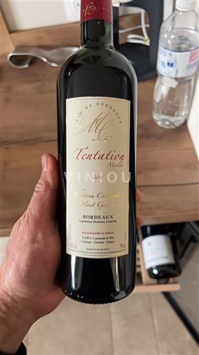 Vine Rouge sec Tentation Merlot Château Caraïbe Haut Gréau 2016 Frankrig Bordeaux AOC