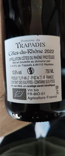 Thung lũng Rhône Côtes-du-rhône Domaine Trapadis 2022