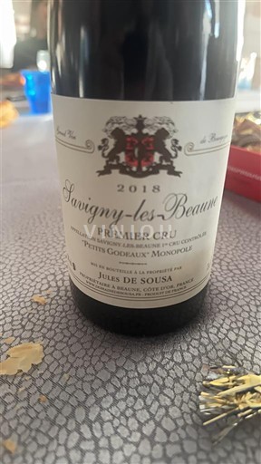 Bourgogne Savigny-lès-beaune Premier Cru Jules De Sousa Les Petits Godeaux Monopole 2018
