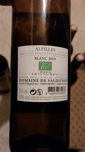 Alpes và các vùng Rhodanien Alpilles Domaine Valdition 2019