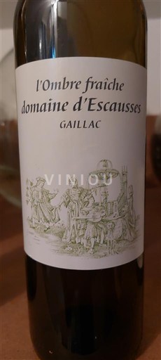Tây Nam Gaillac Domaine Escausses l'Ombre fraîche 2021