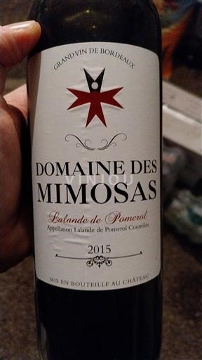 Bordeaux Lalande-de-pomerol Domaine S Mimosas 2015
