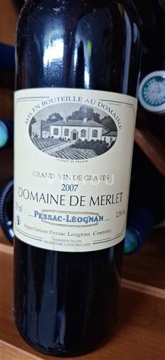 Bordéus Pessac-Léognan Domaine Merlet 2007