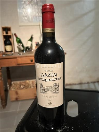 Bordéus Pessac-Léognan Château Gazin Rocquencourt 2007