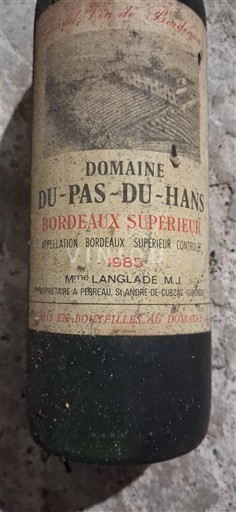 Bordeaux Bordeaux superiore Domaine Pas-du-Hans 1985
