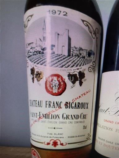 Bordeaux Saint-Émilion Grand Cru Grand Cru Château Franc Bigaroux 1972