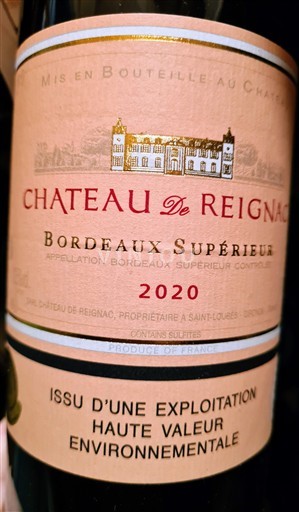 Bordeaux Bordeaux Supérieur Château Reignac "les incroyables" de chez LECLERC 2020