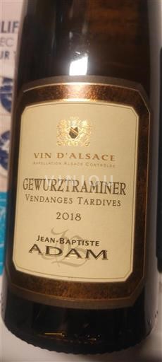 Alsace Vendanges Tardives Jean-Baptiste Adam Gewurztraminer Vendanges Tardives 2018