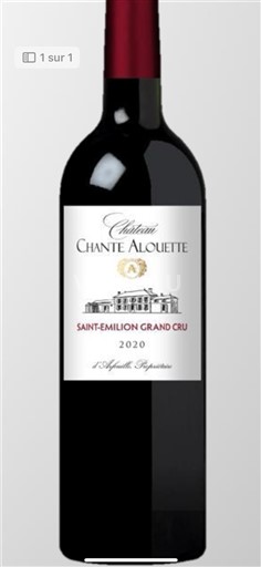 Bordeaux Saint-Émilion Grand Cru Grand Cru Château Chante Alouette 2020