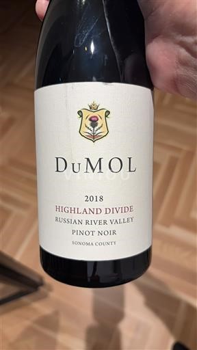 Vùng trồng nho được cấp phép California Russian River Valley DuMOL Highland Divide 2018