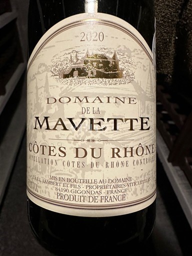 Thung lũng Rhône Côtes-du-rhône Domaine La Mavette 2020