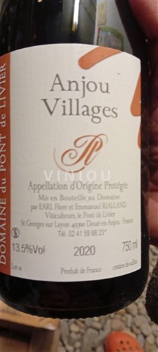 Thung lũng sông Loire Anjou Villages Domaine Pont de Livier 2020