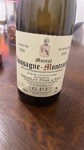 Bourgogne Chassagne-montrachet Grivelet Père & Fils Mapeul 2020