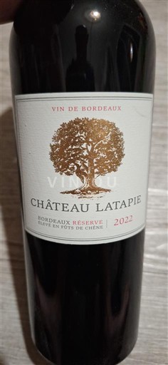 Bordeaux Château Latapie Bordeaux Réserve 2022