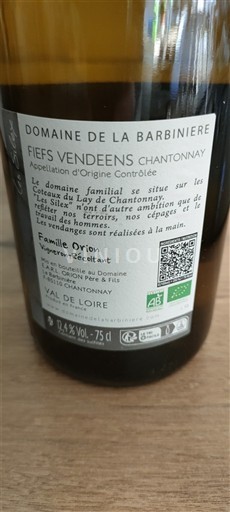 Valle della Loira Non specificato Domaine La Barbinière Chantonnay Senza annata