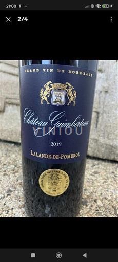 Bordeaux Lalande-de-pomerol Château Guimberteaü 2019