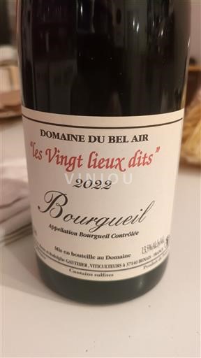 Thung lũng sông Loire Bourgueil Domaine Bel Air Les Vingt Lieux Dits 2022